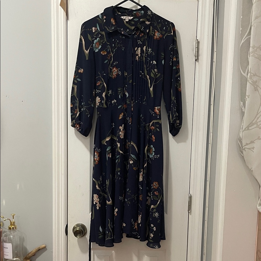 Nanette Lepore Navy Floral Long Sleeve Dress